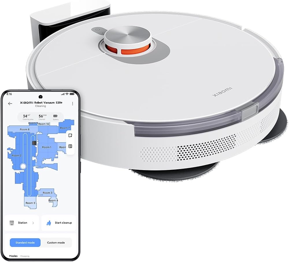 Xiaomi ロボット掃除機 S20+ 2-in-1 ポンピング デュアルパーパス 6000Pa 強力吸引 高速回転 デュアルモップ 4 つの吸引および水拭きモード カーペット検出 自動リフト LDS