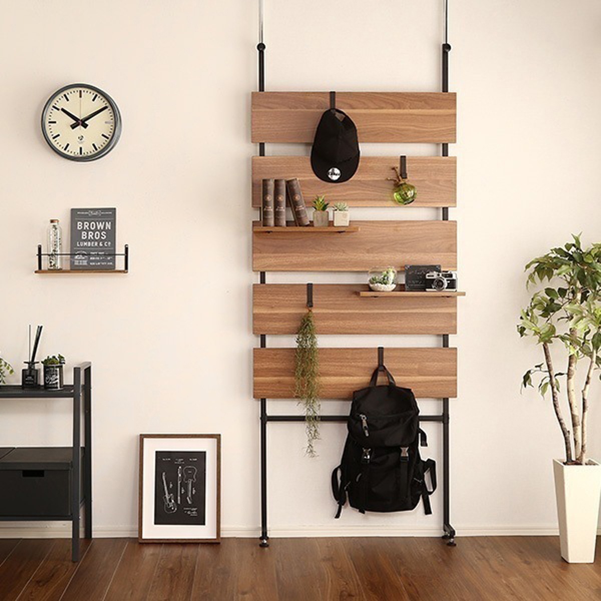 突っ張り木板ラダーラック 幅80cm Escala-エスカーラ-ラダーラック つっぱり棚 80cm