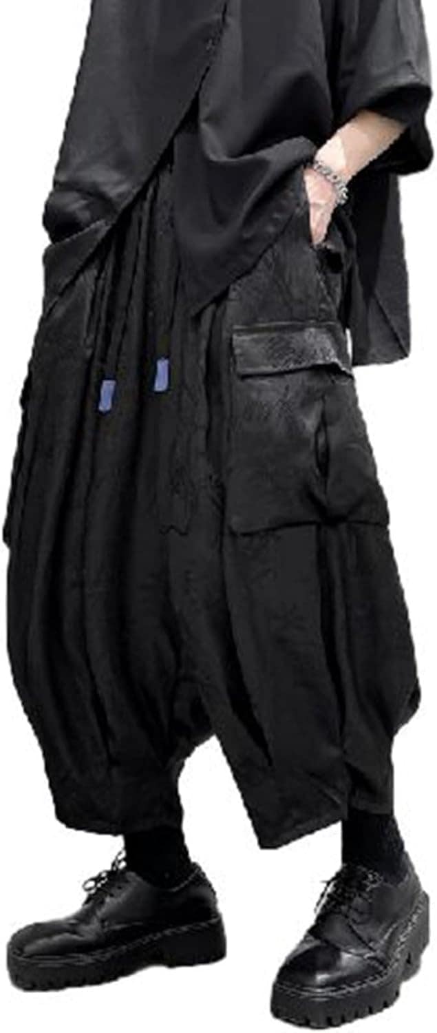 パンツ メンズ アラジンパンツ 原宿 暗黒系 個性的 ワイド ガウチョパンツ ウエストゴム紐付き ビッグシルエット ヒップホップ 軽い 着回しやすい 純色 春夏秋用 お出掛け