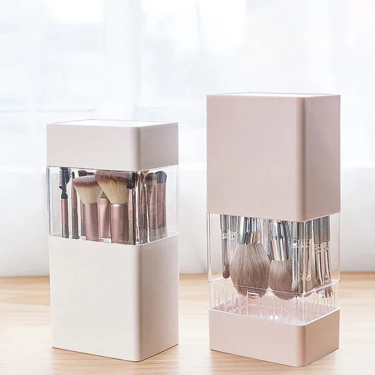 10点セット3日で出荷[2番目の半額]メイクブラシ収納 収納ケース 大容量 干しスタンド 通気孔 カバー付き 防塵 防水 メイクブラシスタ