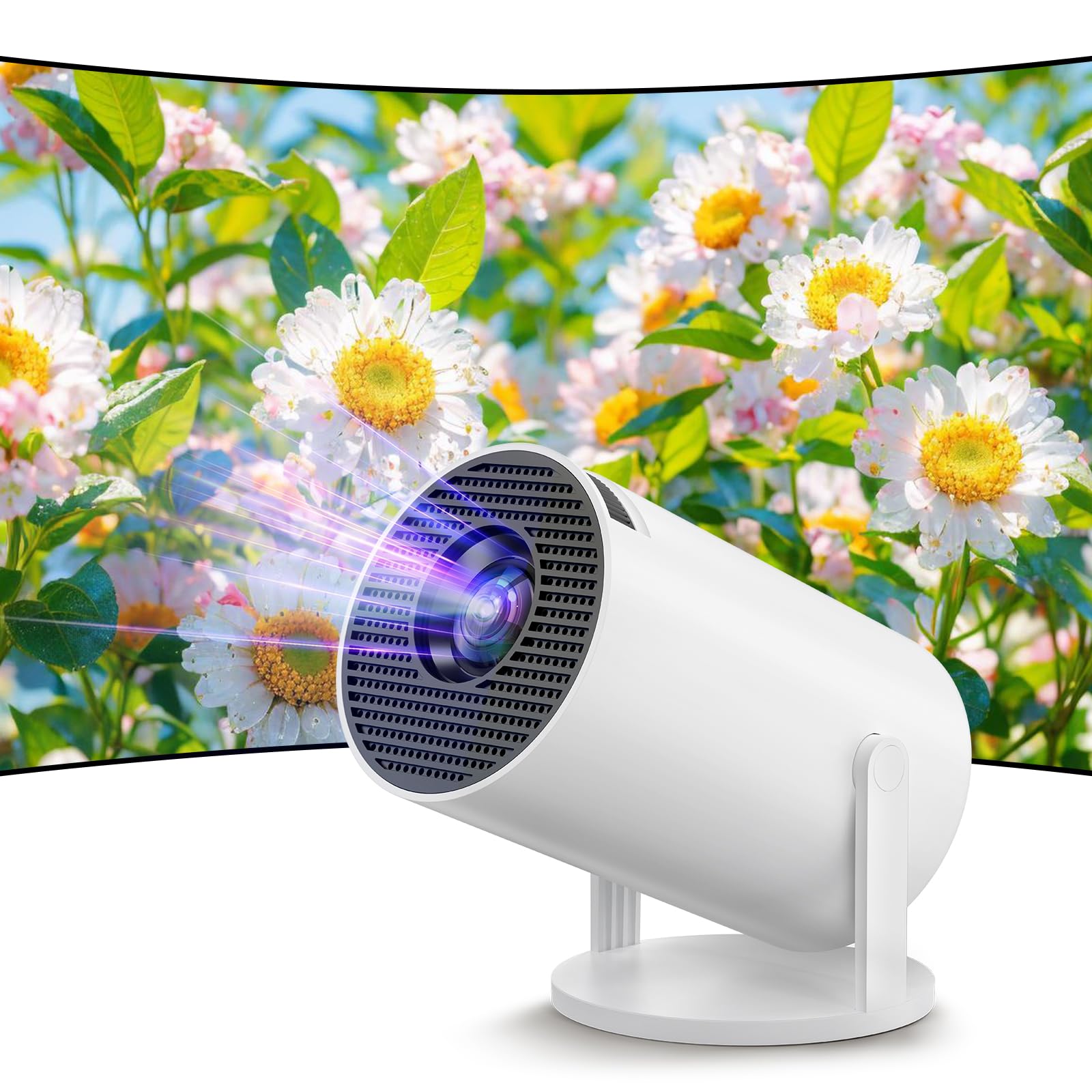 プロジェクター 小型【2025 Android TV搭載・18000LM・4K対応・270回転】 静音 1080P 高輝度 50％ズーム機能 天井投影 5GWIFI Bluetooth5.4 pro