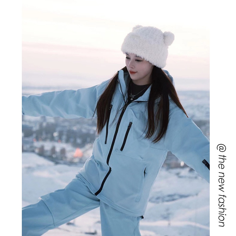 スキー場セット冬戸外防風撥水スキースノーウェアセット男女綿入り厚手スキーウェア