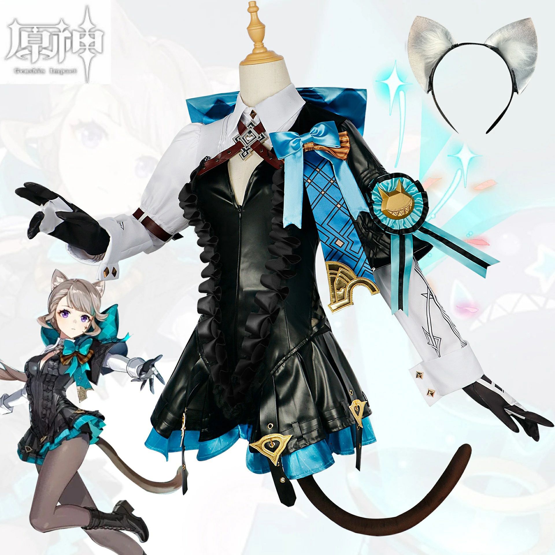 【ウイッグ付き】原神 Genshin リネット コスプレ衣装 原神 げんしん ヒロイン Lynette コスプレ衣装 コスチューム ハロウィン クリスマス 制服 大人 子供 cosplay イベント