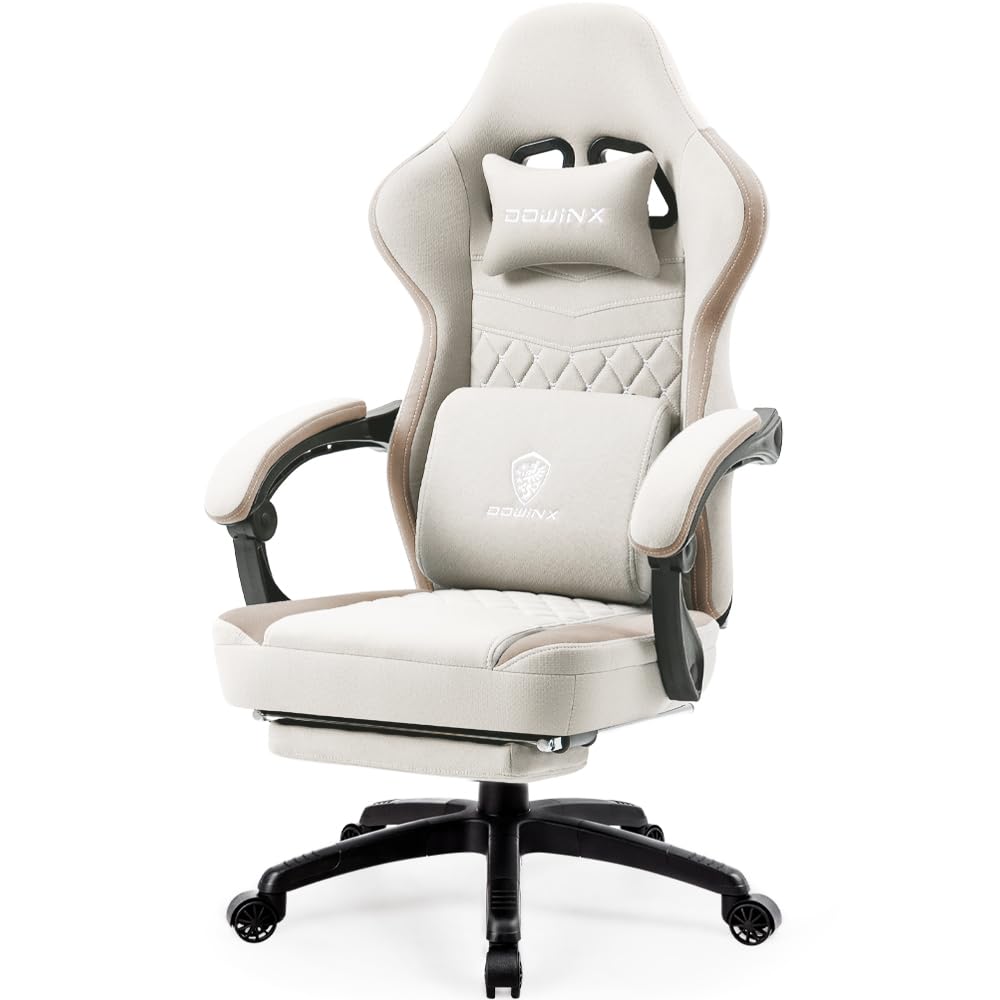 ゲーミングチェア 椅子 チェア ファブリック 涼感ジェルシート オットマン付き オフィスチェア パソコンチェア フットレスト デスクチェア ゲーム用 布 ポケットコイル PCチェア 58318