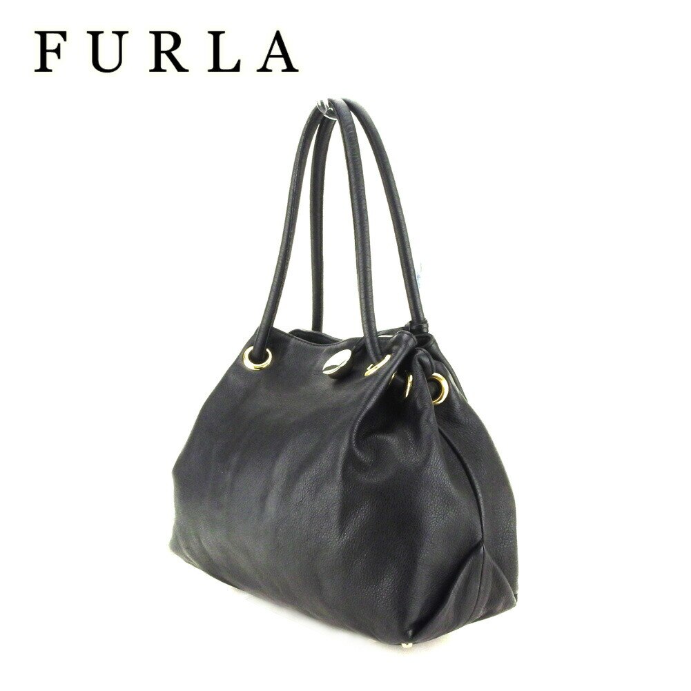 トートバッグ トート ショルダーバッグ カルメン ロゴチャーム付き ブラック ゴールド シルバー 中古