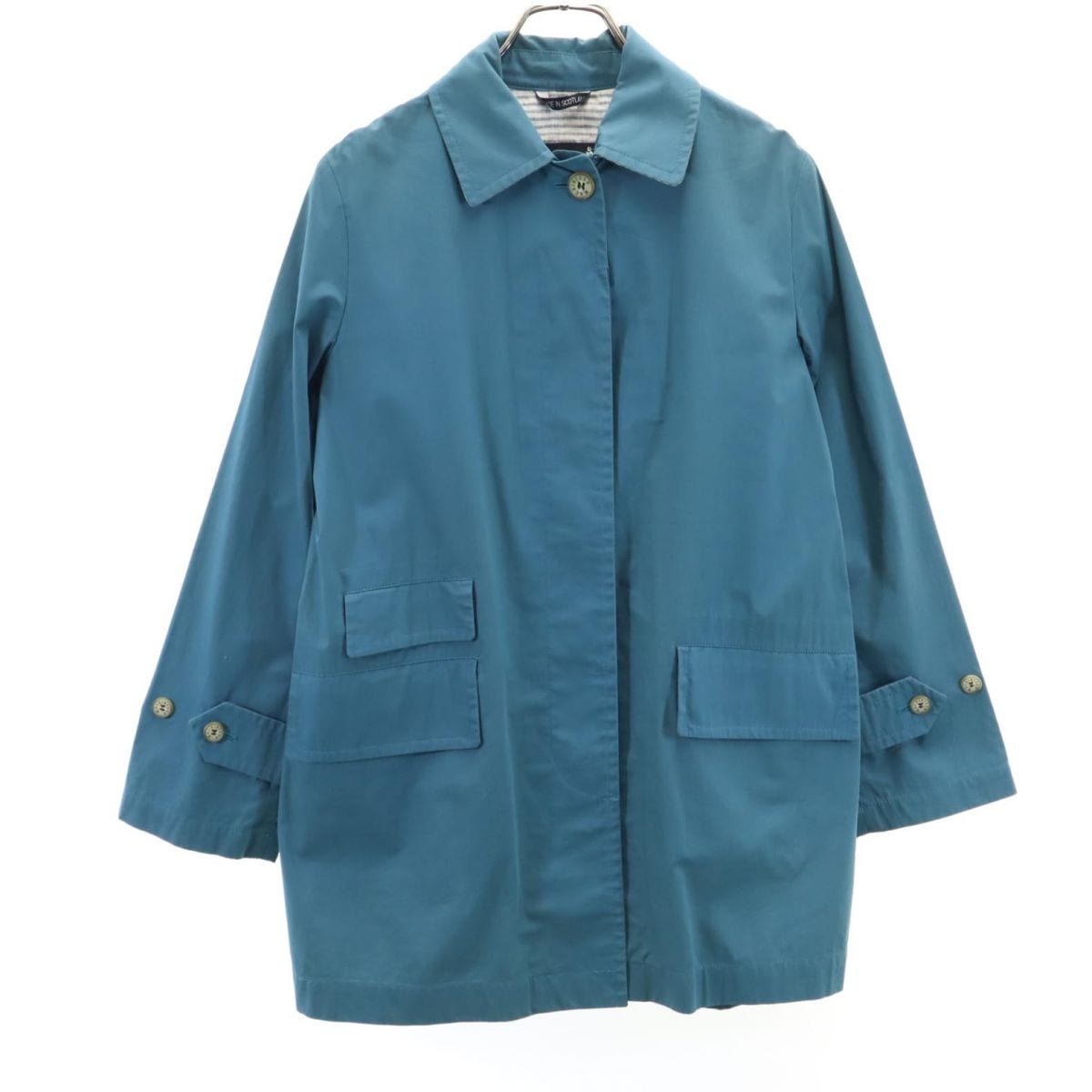 英国製 ステンカラーコート 34 ブルー系 レディース