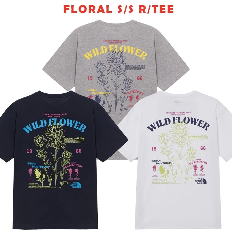 韓国正規品保証 関税負担なしNT7UR08J FLORAL SS RTEE デイリー 基本 着装 男子 女子 人気 韓国 ファッション 男女共用 アウトドア