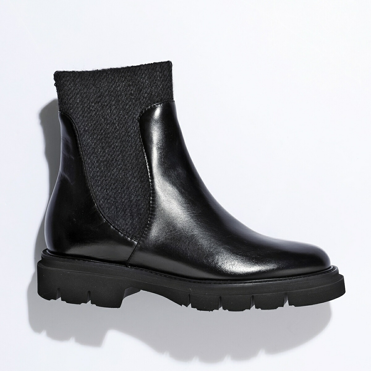 LUCA GROSSI ルカグロッシ サイドゴア ブーツ F200T SIEANT レディース レザー ショートブーツ リブ ラグソール 厚底 軽量 NERO