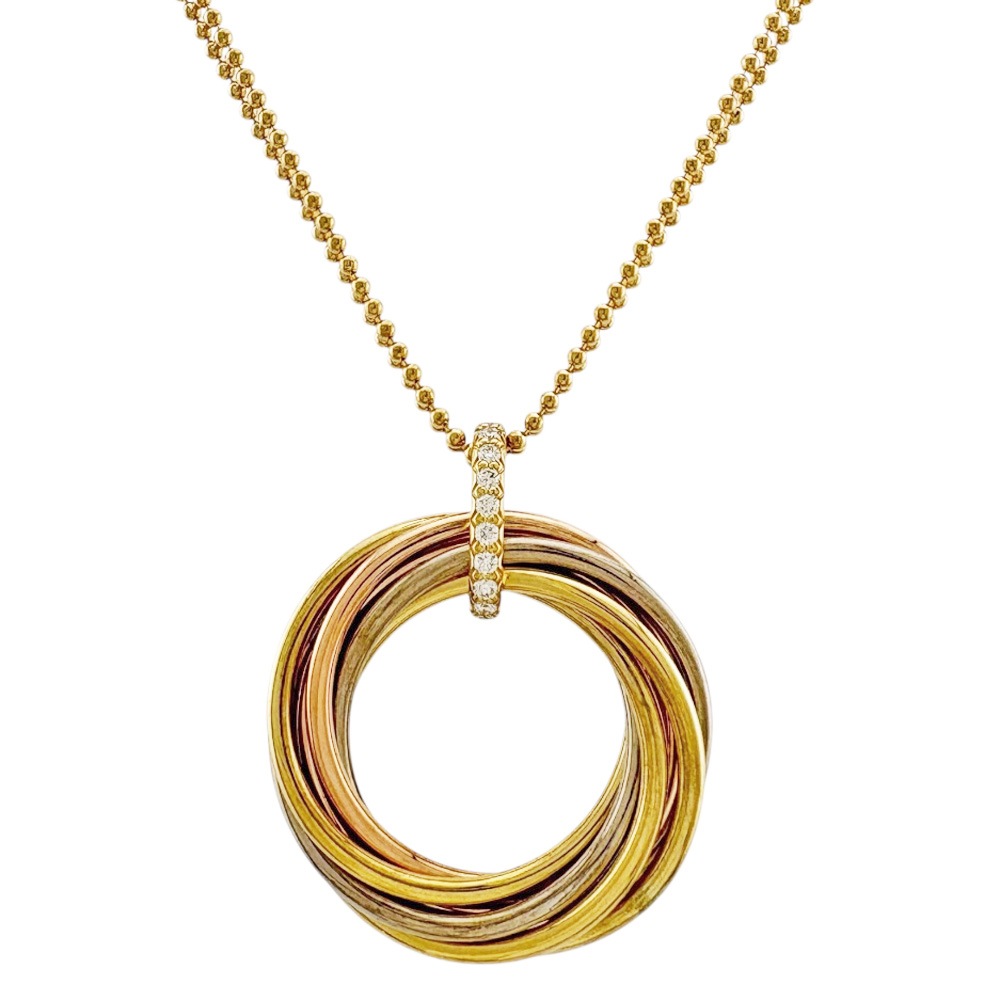 カルティエ トリニティ 7連 ネックレス 18金 K18ピンクゴールド ダイヤモンド CARTIER 中古 美品