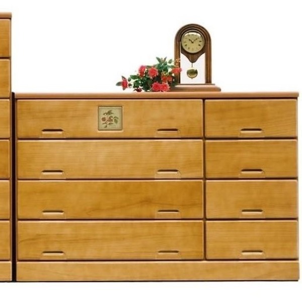 日本製 天然木 ローチェスト 120cm幅 ライトブラウン 完成品 チェスト タンス 衣類収納 引出し収納