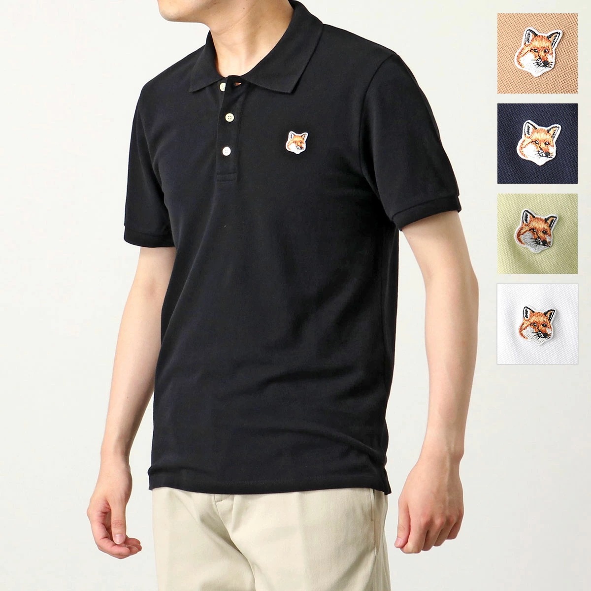 MAISON KITSUNE メゾンキツネ ポロシャツ LM00208KJ7002 メンズ 鹿の子 刺繍パッチ カラー5色