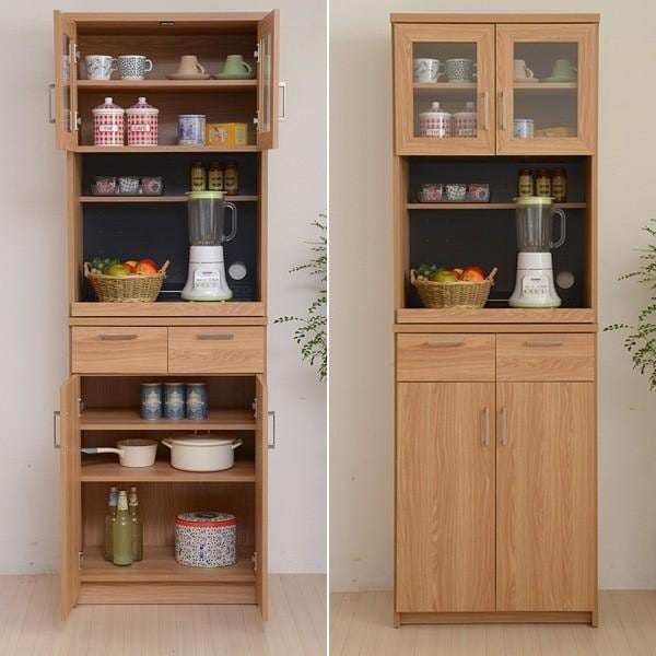 キッチンボード 北欧 食器棚 レンジ台 60cm幅 スリム コンパクト おしゃれ ナチュラル カントリー デザイン コンセント スライドレール キッチンラック 収納棚
