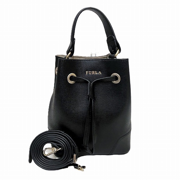 フルラ ステイシーミニ ブラック 2WAY バッグ ショルダーバッグ ハンドバッグ 【中古】