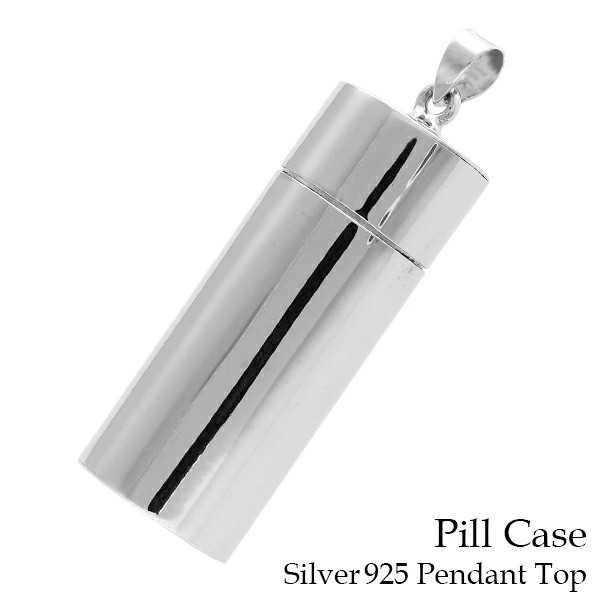 円柱型 筒型 ピルケース ニトロケース チェーンなし シルバー925 ネックレス