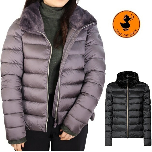 (初売りセール) SAVE THE DUCK セイブザダック レディース ショート丈エコファー エコダウン SHEILA D30281W SMEG レディース ユニセックス メンズ ハイネック ジャケ