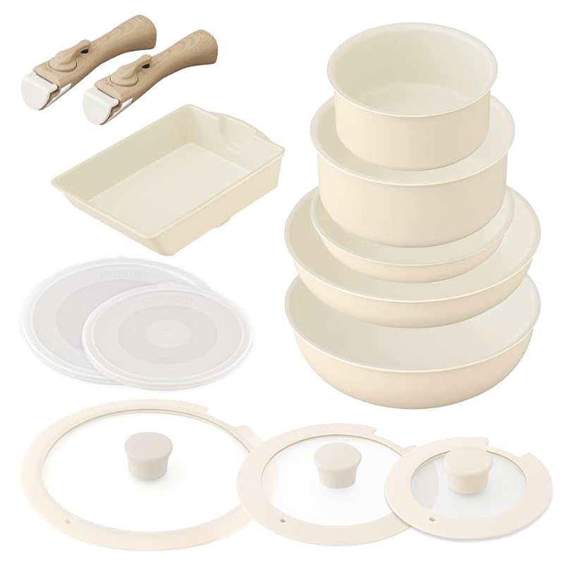 【即納】アイリスオーヤマ フライパン 鍋 セット IH&ガス火対応 13点セット 新生活 取っ手の取れるフライパン セラミックカラーパン サッと火が通る熱伝導性 時短でふっくらジューシー CC-13S