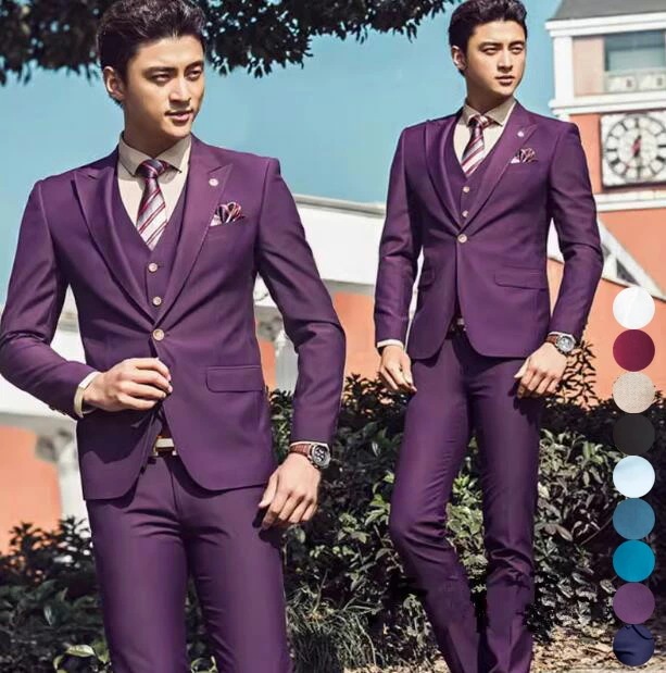 メンズスーツ 結婚式スーツ 紳士服 スリーピース シングルスーツ スーツ メンズ 韓国風 スリムスーツ 3点セット 撮影 カジュアル ビジネススーツ セットアップ ジャケット+ベスト+パンツ パーディ