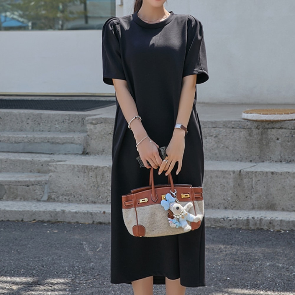 (ナーク21) (55~88) シャーリングスリーブルースフィットワンピース NK42-O-14