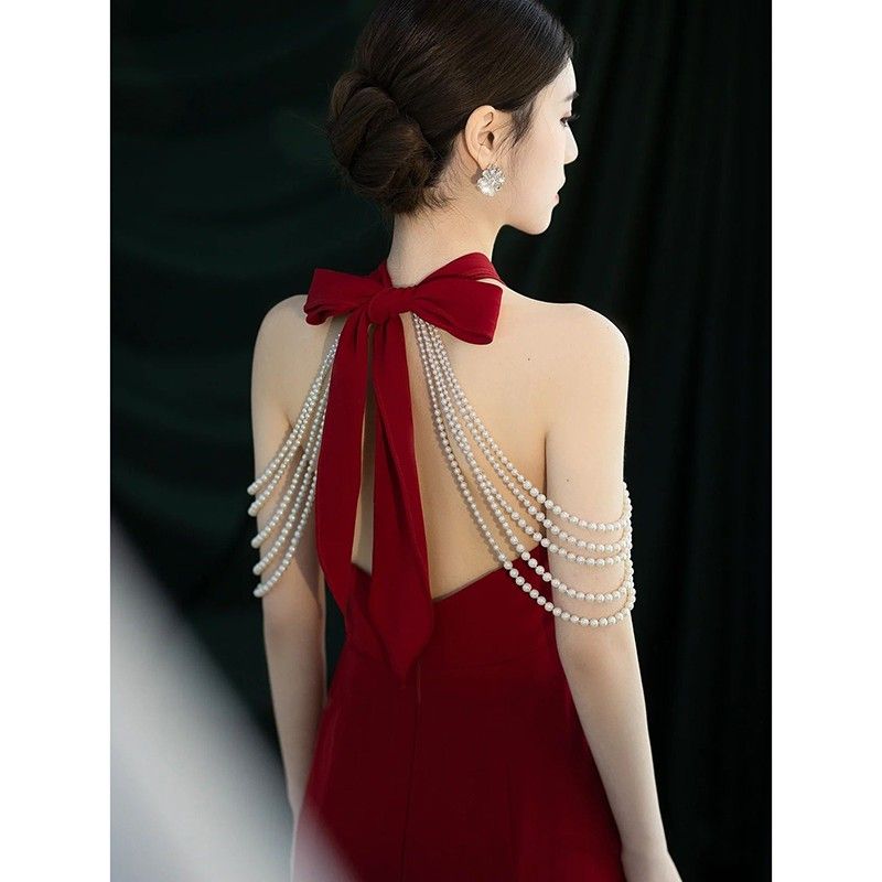 花嫁乾杯服高級感魚尾小衆軽奢ハイエンド気質誕生日宴会首飾り婚約タキシードスカート