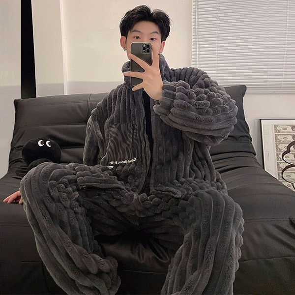 ルームウェア パジャマ 上下セット 長袖 もこもこ 前開き冬 寝巻き 部屋着 無地 暖かい あったか モコモコ 大人用 ふわふわ メンズ 男性用 かわいい 可愛い ギフト プレゼント 5,189円