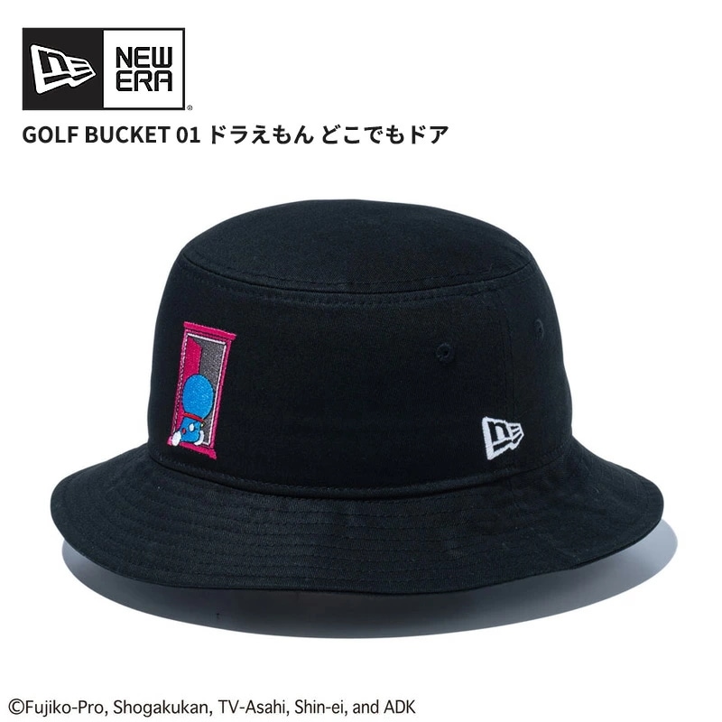 ニューエラ ゴルフ バケットハット バケハ レディース 帽子 NEW ERA バケット01 ドラえもん どこでもドア ブラック 14520567