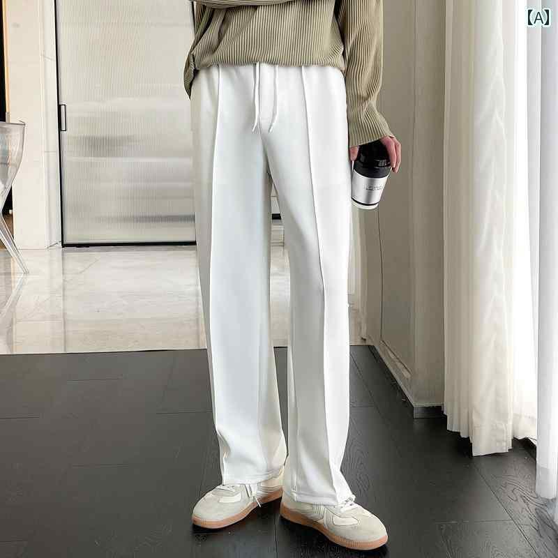 メンズ 夏 カジュアル パンツ ドレープ 冷感 ストレート 快適 スウェット 弾性 ウエスト スポーツ