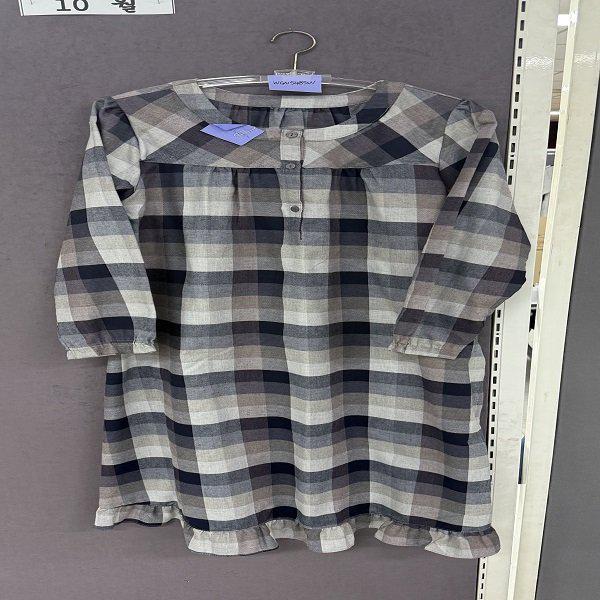 []WGN5485W おしゃれなカラー感の綿先染めワンピースパジャマ