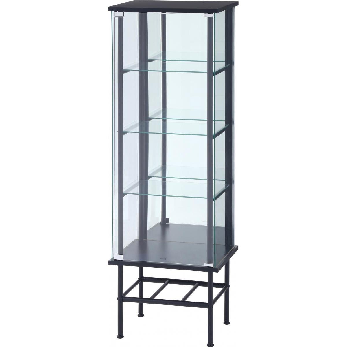 【I】不二貿易 レグラス コレクションケース スタンド 4段 ミラータイプ ブラック　お客様組立 収納 99499 TMG-G179【北海道・沖縄・離島不可】【代引不可/
