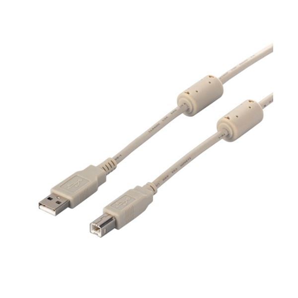 （まとめ） バッファローUSB2.0ケーブル（A to B） フェライトコア付 アイボリー 3m BSUABFC230IV 1本 (×3セット)