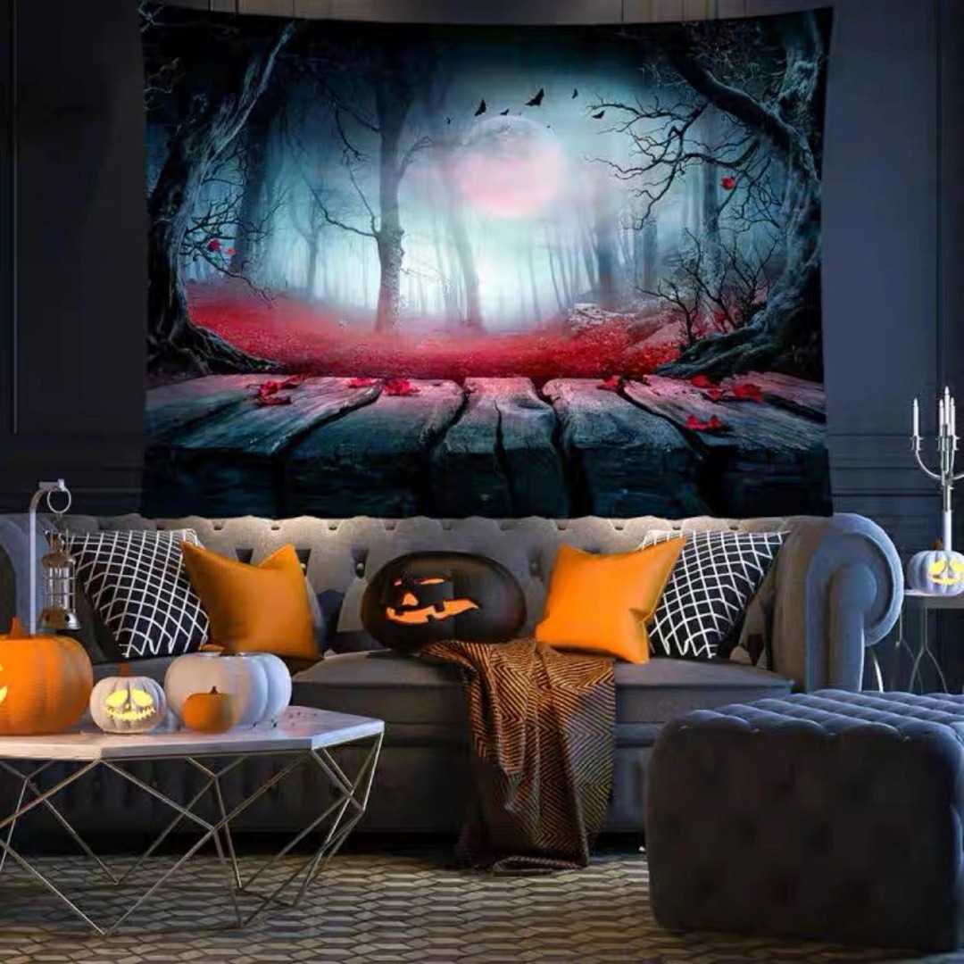A060265タペストリー ハロウィン カボチャ布ポスター 壁面装飾 壁掛け飾り 窓 背景布