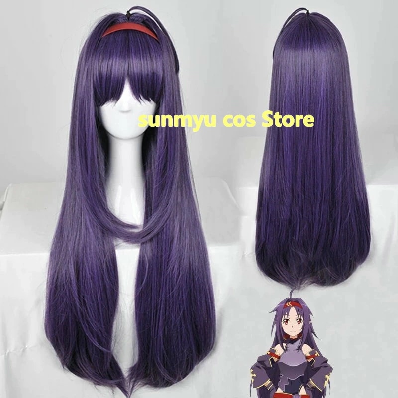 ソードアート・オンライン 紺野木綿季 こんの ゆうき コスプレ道具　紫 ウィッグ＋赤カチューシャ かつら 9,164円