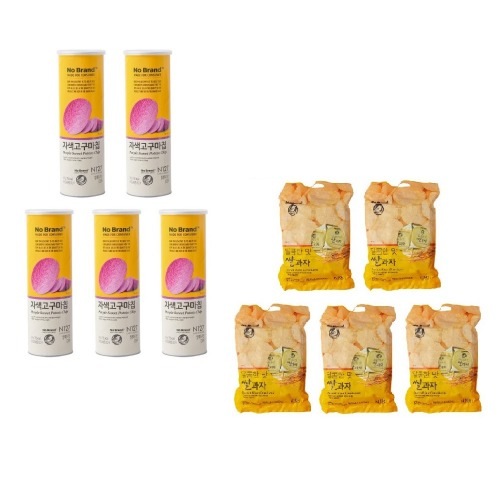 ノーブランドの紫色のサツマイモチップス160g x 5個+甘い米菓子315g x 5個学校事務所