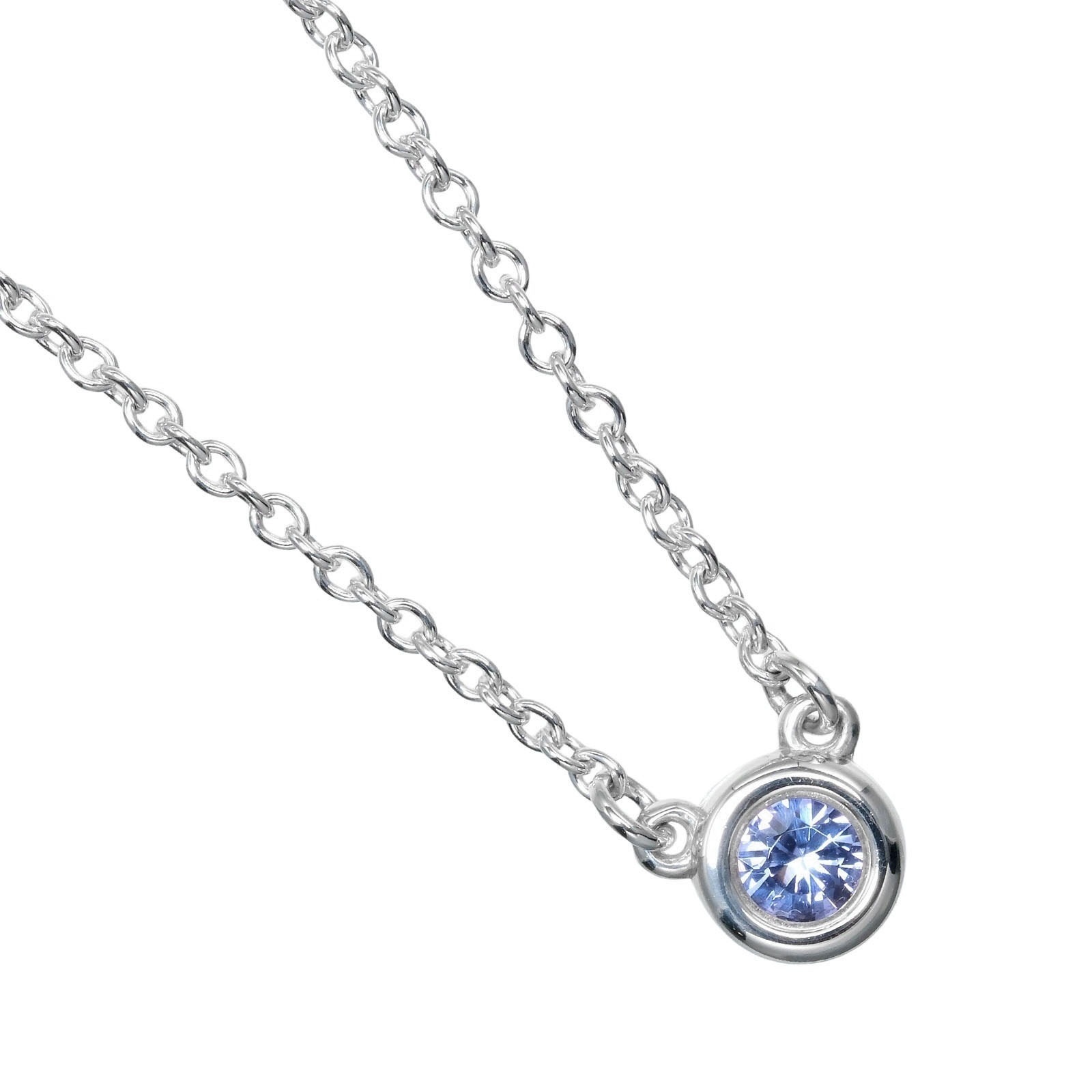 カラーバイザヤード ブルー ネックレス シルバー925 色石 約1.65g レディース 中古品 Aランク