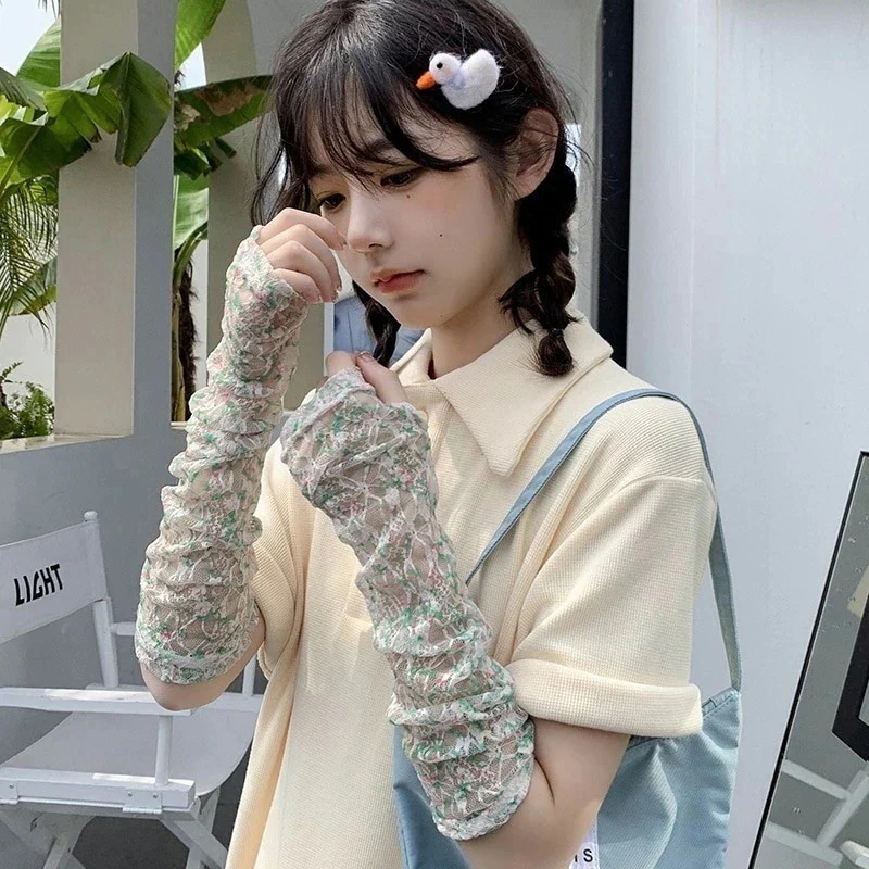 【20点セット】メガ割の日焼け止め手袋女性韓国版日系レース手袋小清新薄手袖アームネット糸日焼け止め袖カバー値下げセール