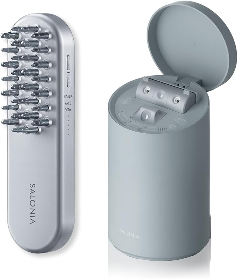 EMS リフトブラシ & ピュアブライト スチーマー グレー セット 電気ブラシ フェイススチーマー 美顔器 電動頭皮ブラシ リフトアップ