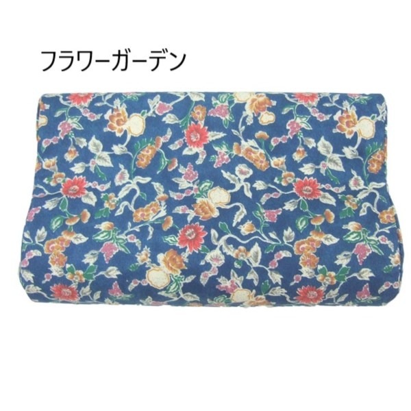 低反発枕/ピロー 硬め [首フィット] 洗えるカバー付き（フラワーガーデン）