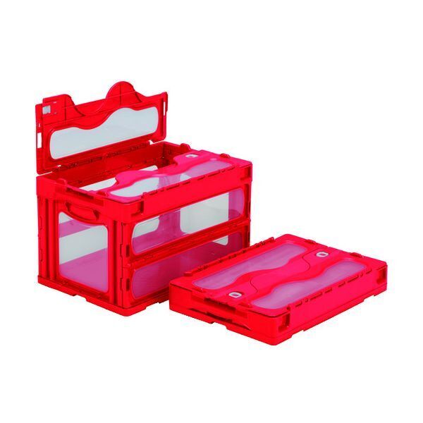 SKO-C-50B-RE レッド フタ一体型折りたたみコンテナー 559000 マドコンC-50B メーカー直送