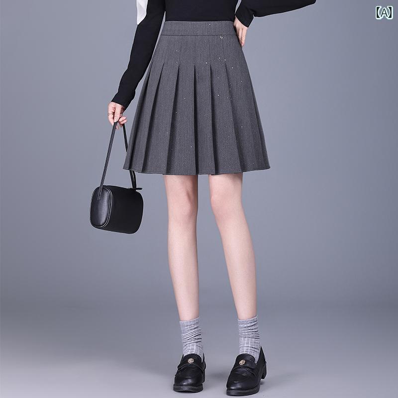 レディース　スカート　ハイウエスト グレー プリーツスカート スカート レディース 春と 夏 2025 小さい ハイウエスト スリム ショート スーツ aライン 5,343円