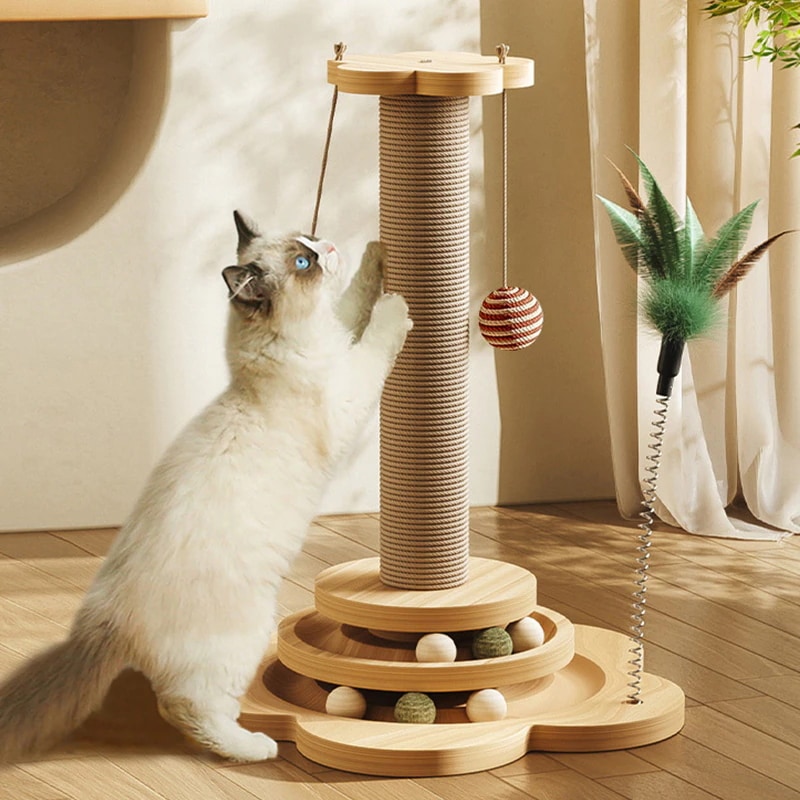 猫用クライミングフレーム耐摩耗性と脱落防止猫の爪とぎポスト爪ボード猫のおもちゃ自己娯楽性があり退屈しにくい傷つきにくい一体型の垂直猫用クライミングフレーム