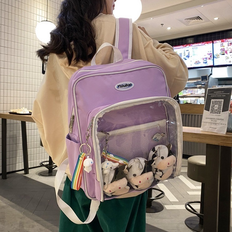 4色 痛バッグ 大容量 リュック ぬいぐるみ 痛バ リュックサック 痛バッグ スクエア 痛リュック 推し活 デコ ぬいぐるみバッグ オタク 透明バッグ クリア