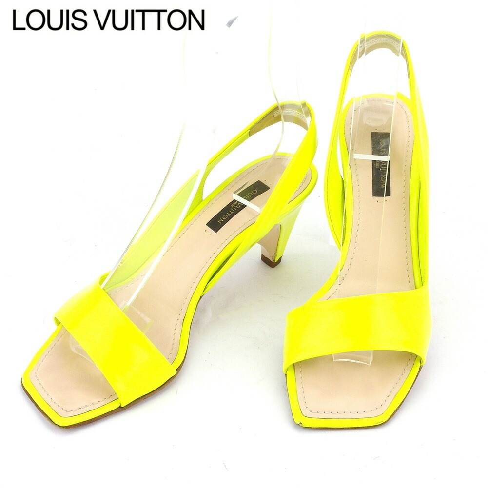 サンダル シューズ 靴 ワンベルト レディース 36 バックストラップ イエロー ベージュ 中古