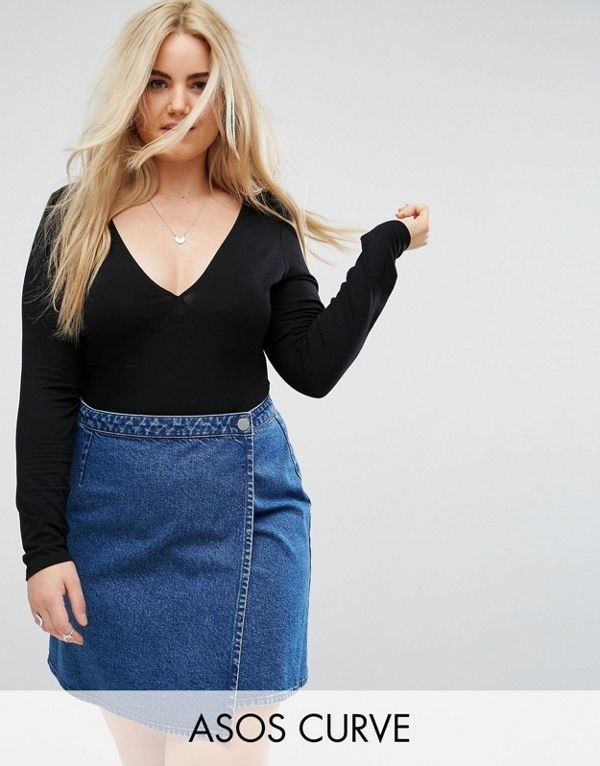 ASOS エイソス レディース 大きめサイズ ゆったりサイズ 送料無料 Black CURVE Underbust Body 3/4
