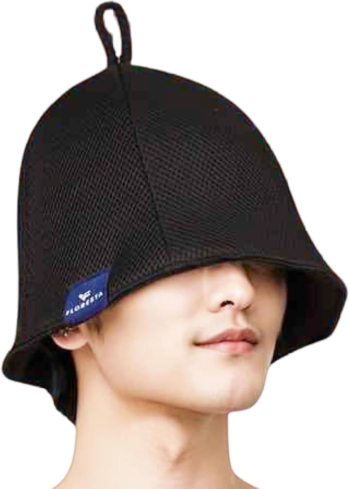 サウナハット ポリエステル 超速乾 二重構造 大きめ 深め 洗える メンズ レディース サウナ用品 サウナグッズ(ブラック, Free Size)