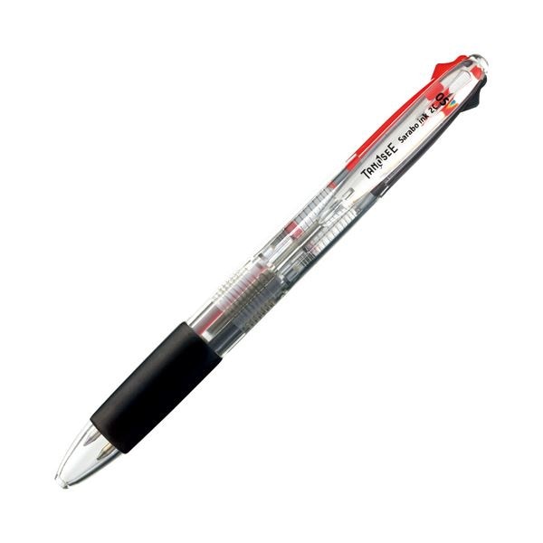 (まとめ) TANOSEE ノック式油性2色ボールペン(なめらかインク) 極細 0.5mm 1セット(10本) 10セット