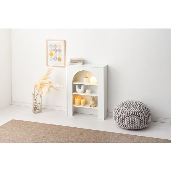 マントルピース 本棚 ブックラック かわいい 白 おしゃれ アンティーク レトロ 完成品 ホワイト エレガント キャビネット 3段