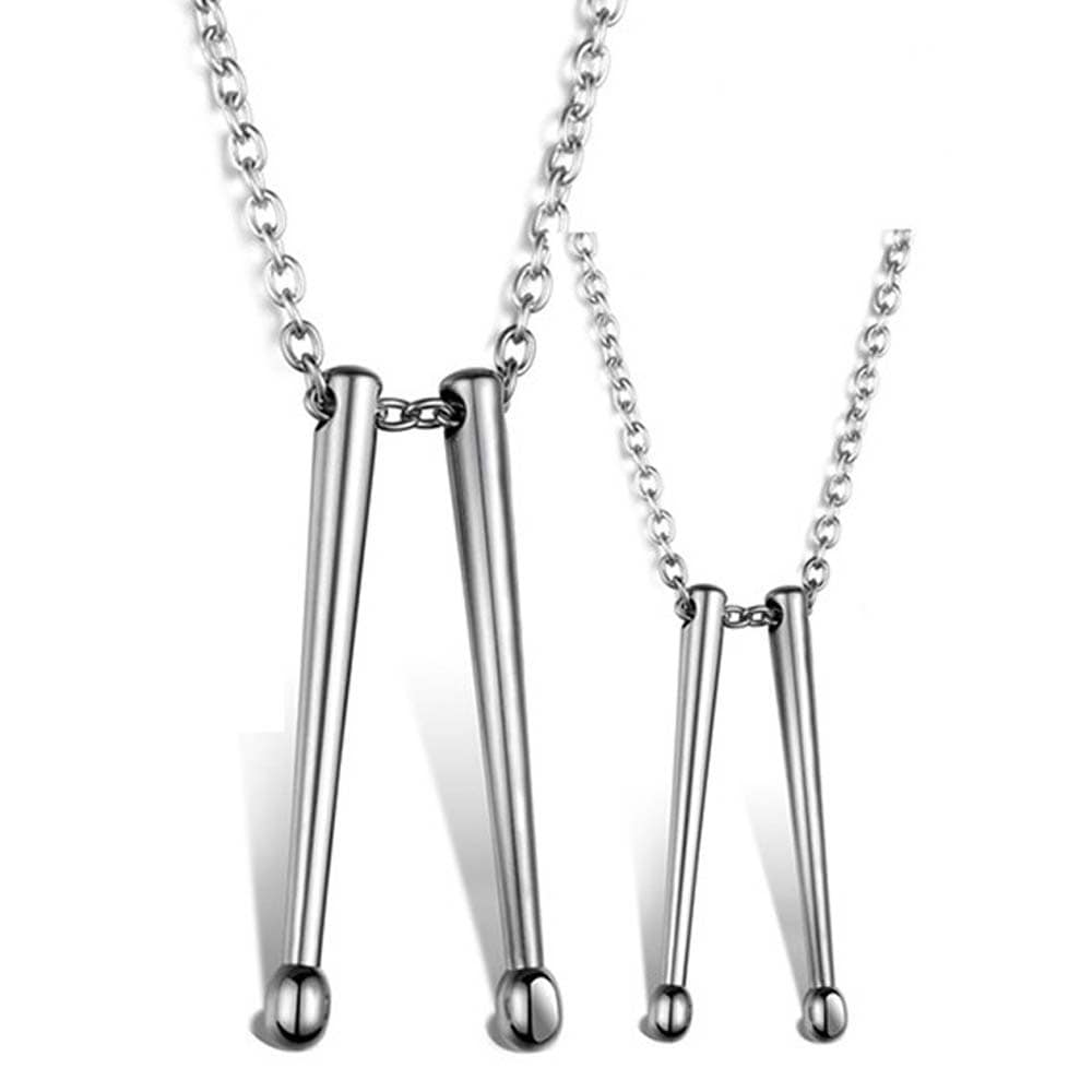ドラムスティックネックレス ペアセット 男性 女性 お揃い カップル 首飾り バチ 太鼓 プレゼント