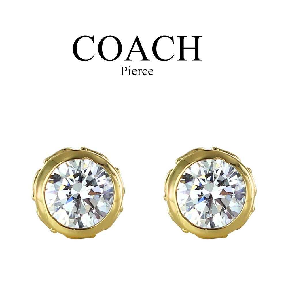 COACH コーチ ピアス レディース ゴールド キュービックジルコニア 小ぶり スタッドピアス 上品 ブランド アクセサリー プレゼント 彼女 妻 誕生日 記念日 ギフト 423484GLD111