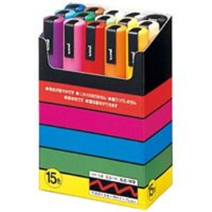 日本最大級 三菱鉛筆 ポスカ ＰＯＰ用マーカー 選ぶなら 中字 15色セット PC5M15C 水性インク