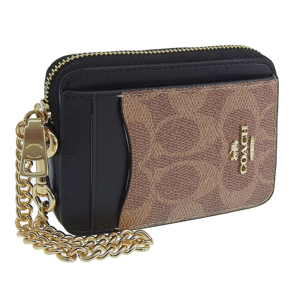 コーチ カードケース レディース アウトレット パスケース 定期入れ シグネチャー キャンバス カーキ×ブラウン ZIP CC SIG CW883IMQRX COACH