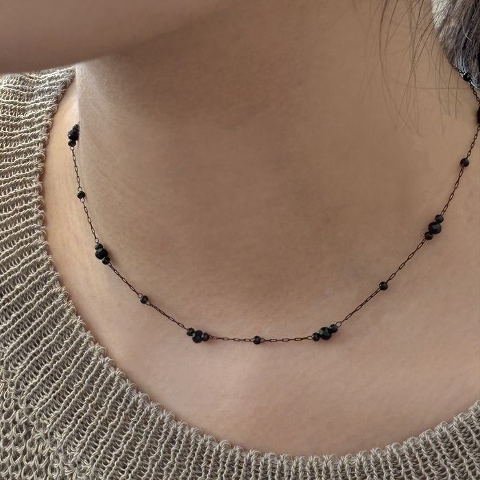 Black twin ball chain necklace おしゃれ アイドル愛用ブランド 韓国人気 韓国ファッション